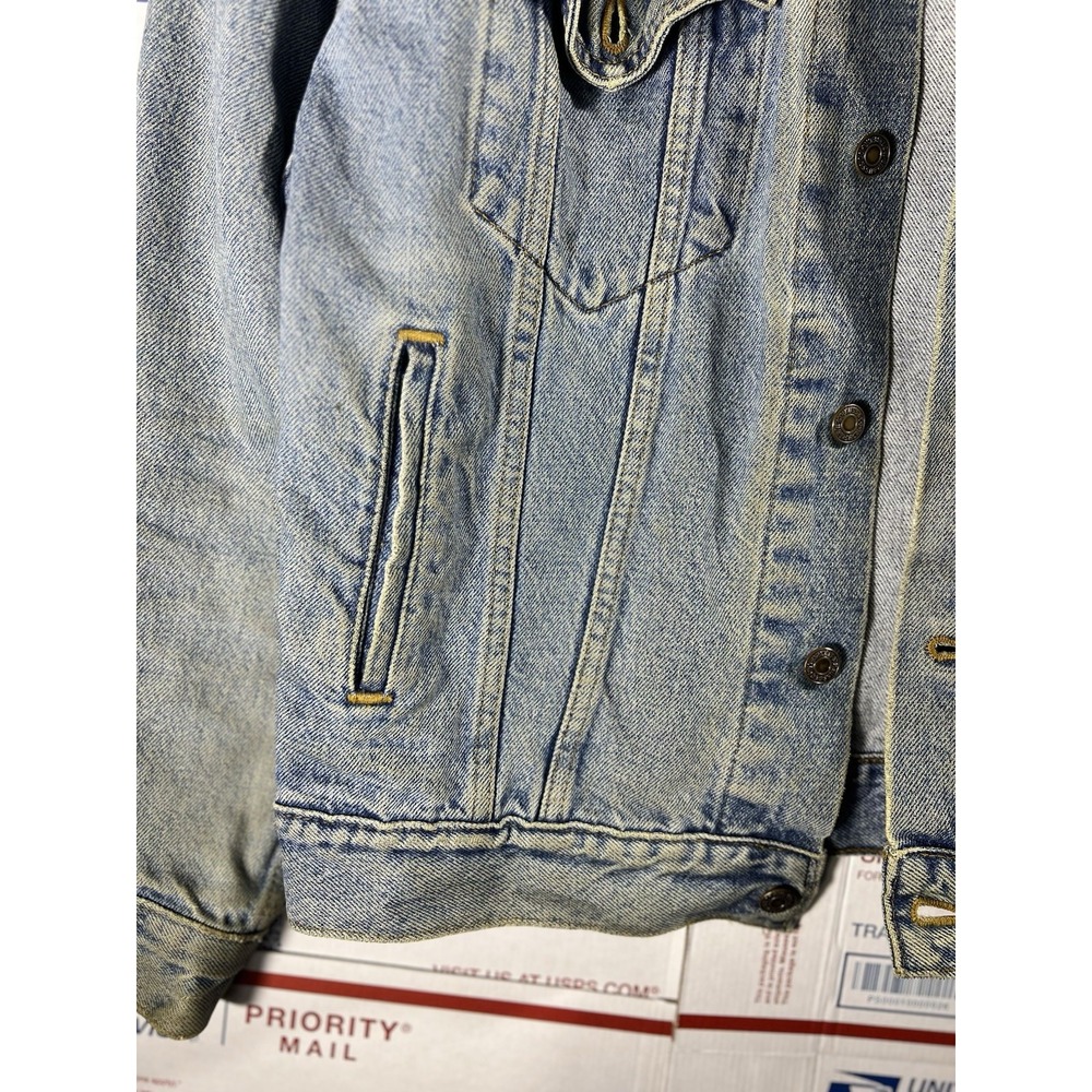 Vintage 90s Levis Denim Mens Sz Med Blue Jean Trucker Jacket Made In USA - Picture 4 of 12